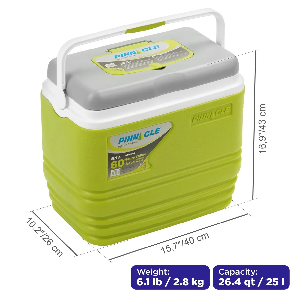 Primero Portable Camping Outdoor Ice Chest | 26 qt | Lid Cup Holders