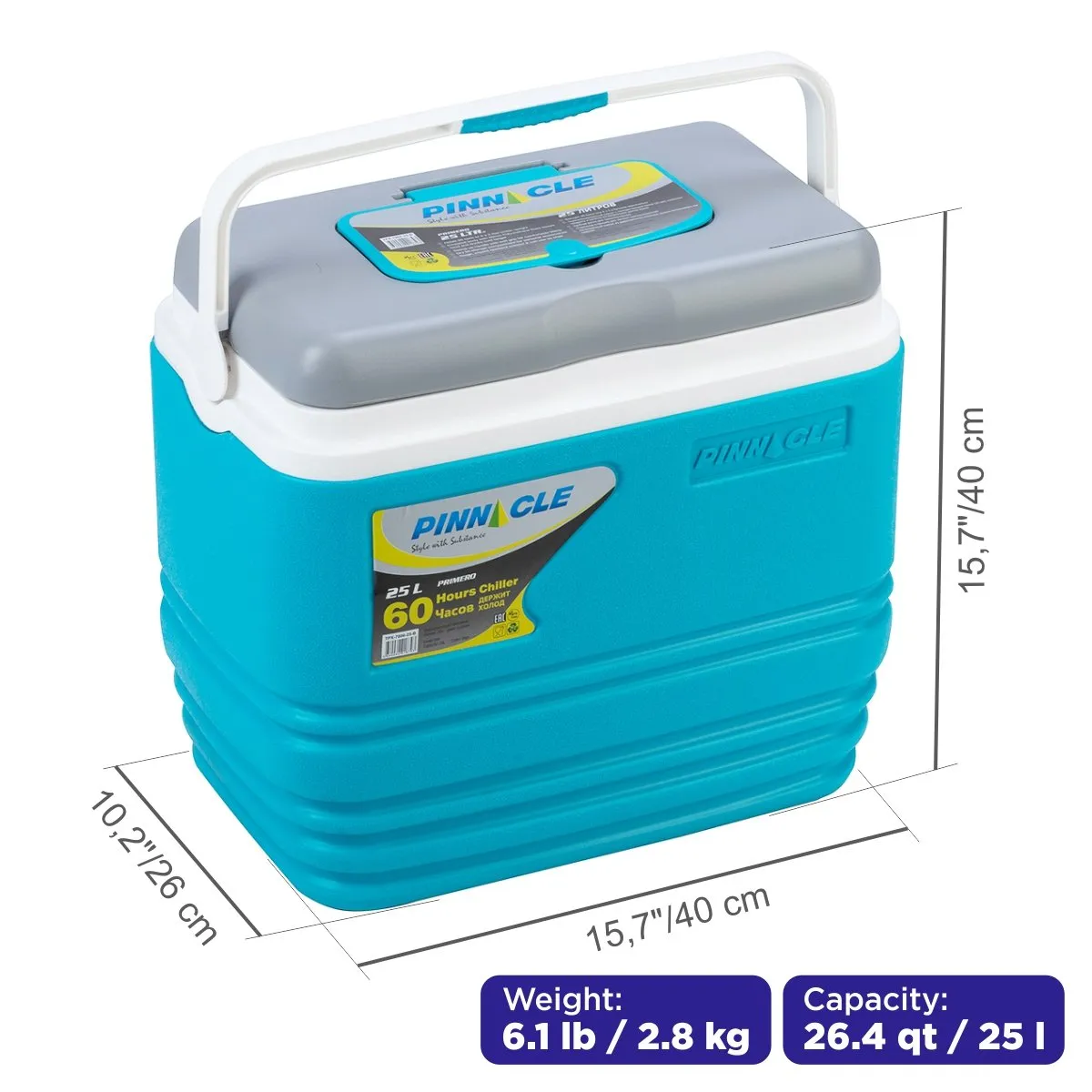 Primero Portable Camping Outdoor Ice Chest | 26 qt | Lid Cup Holders