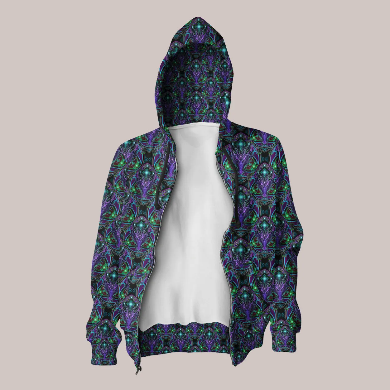 Psychedelic Hoodie (UV/RGB, Eco-Friendly, Unisex, Zip-Up) | SPELLBINDER