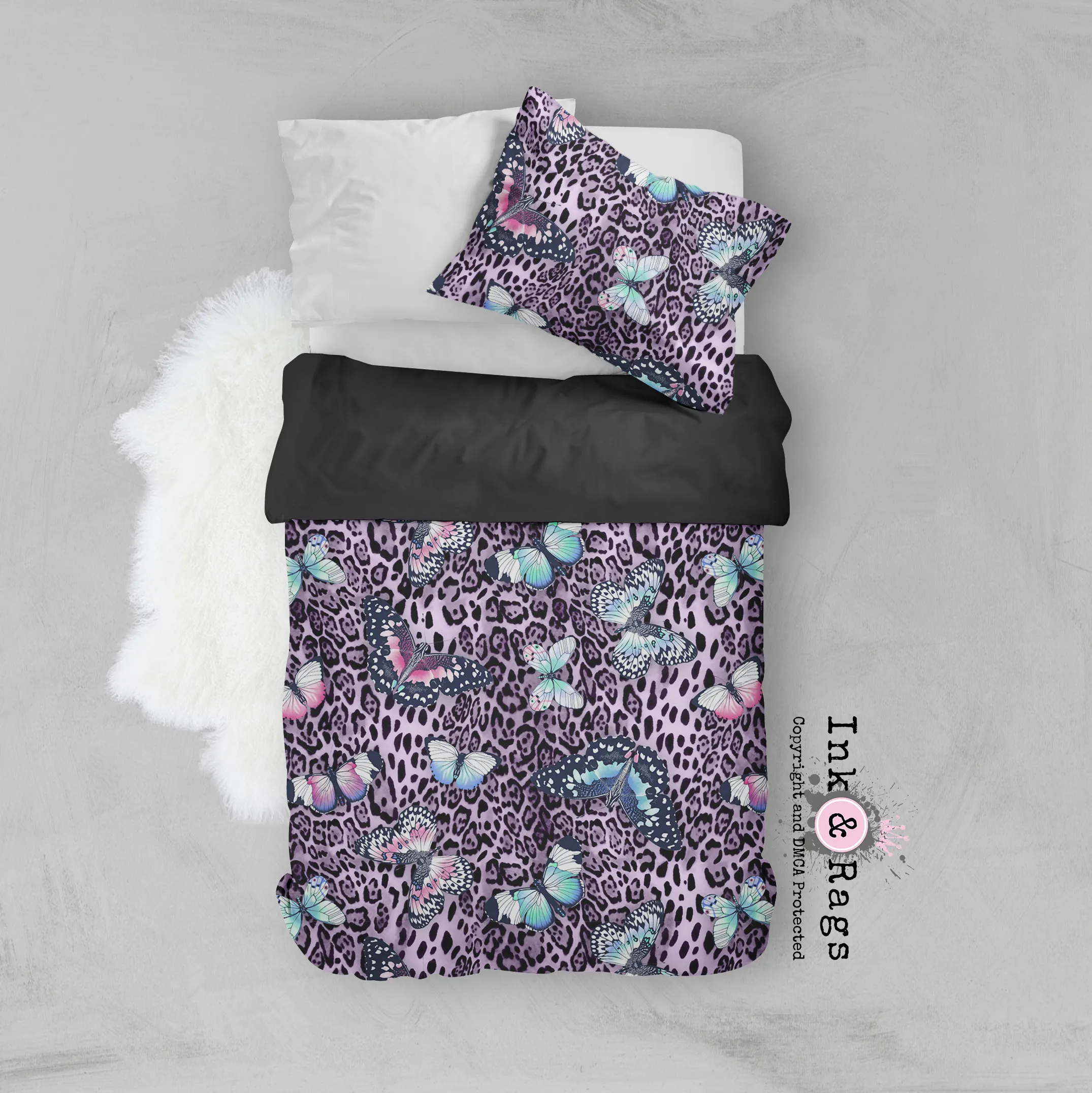 Purple Leopard Butterfly Crib and Toddler Bedding Collection