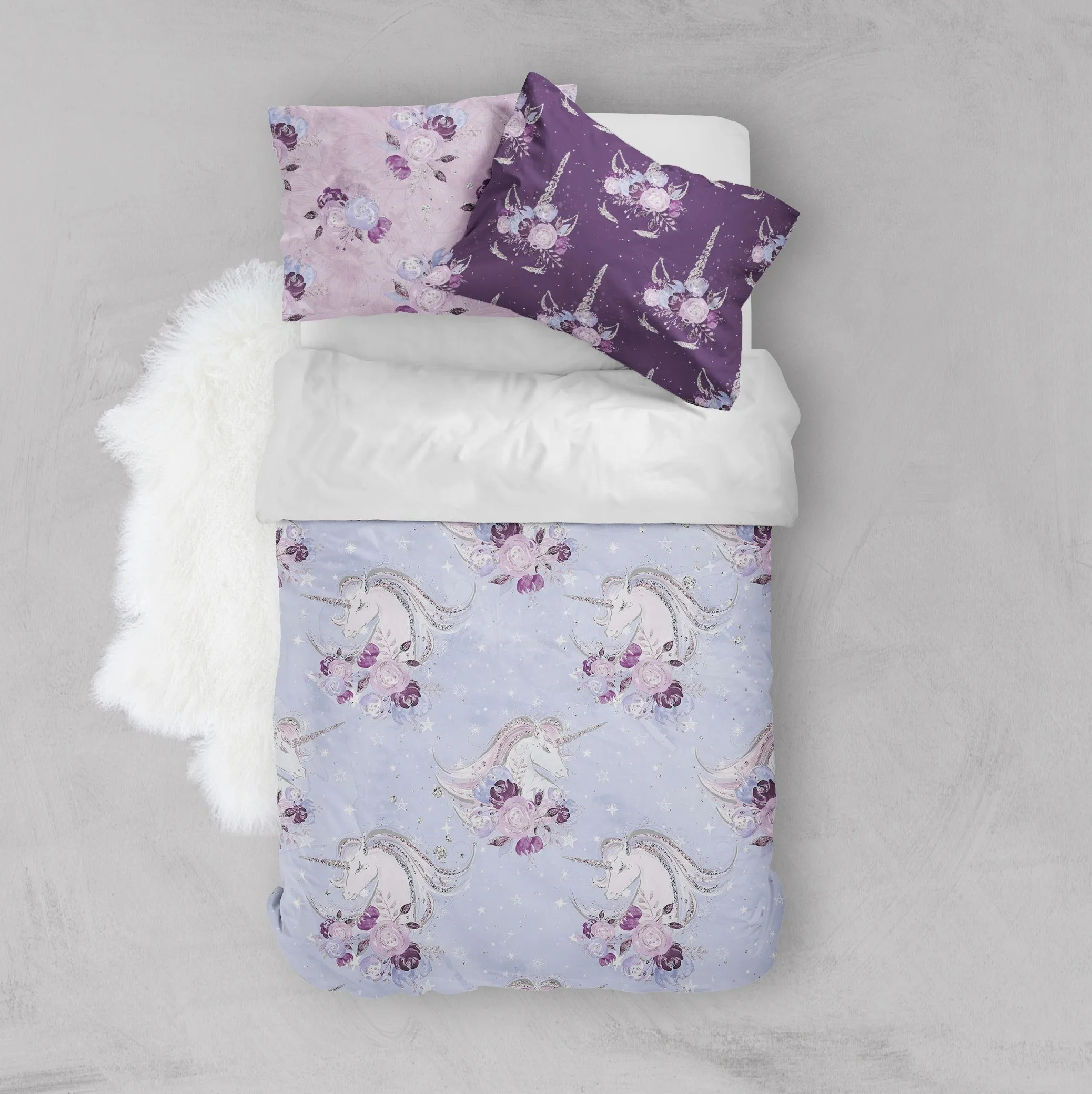 Purple Unicorn Dreams Crib and Toddler Bedding Collection