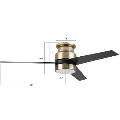 Ranger 52" In. Gold/Black 3 Blade Smart Ceiling Fan with LED Light Kit Works with Wall control, Wi-Fi apps and Voice control via Google Assistant/Alexa/Siri