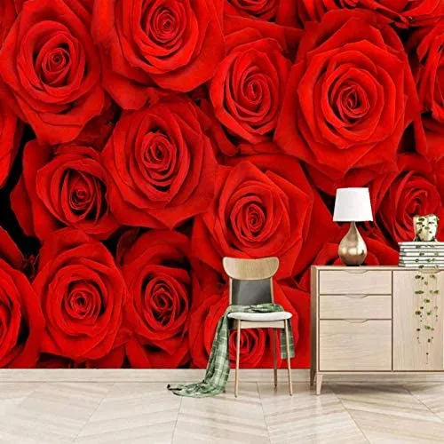 Red Rose 3D Large Wall Mural,  Peel And Stick Wallpaper, 100X144 Inches