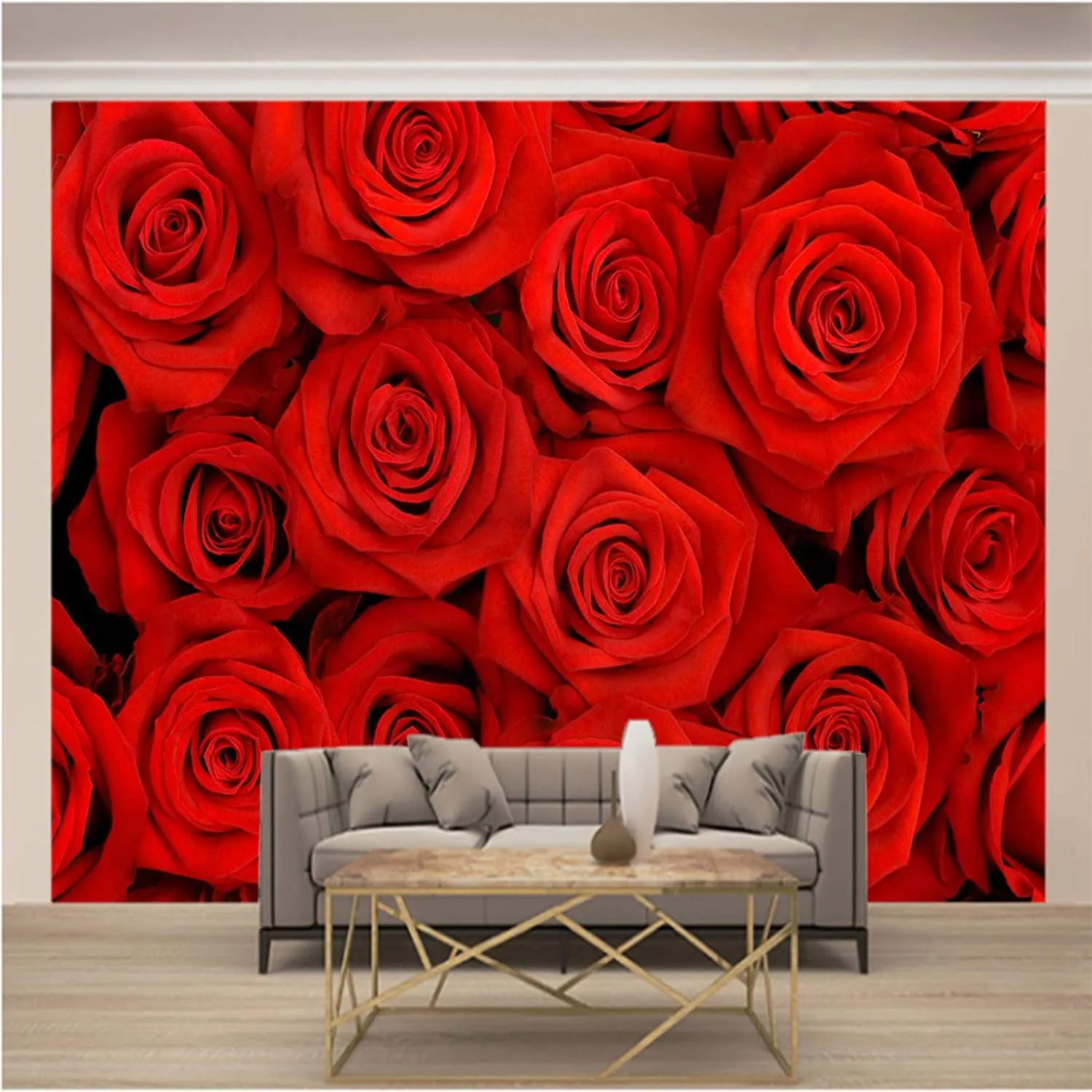 Red Rose 3D Large Wall Mural,  Peel And Stick Wallpaper, 100X144 Inches