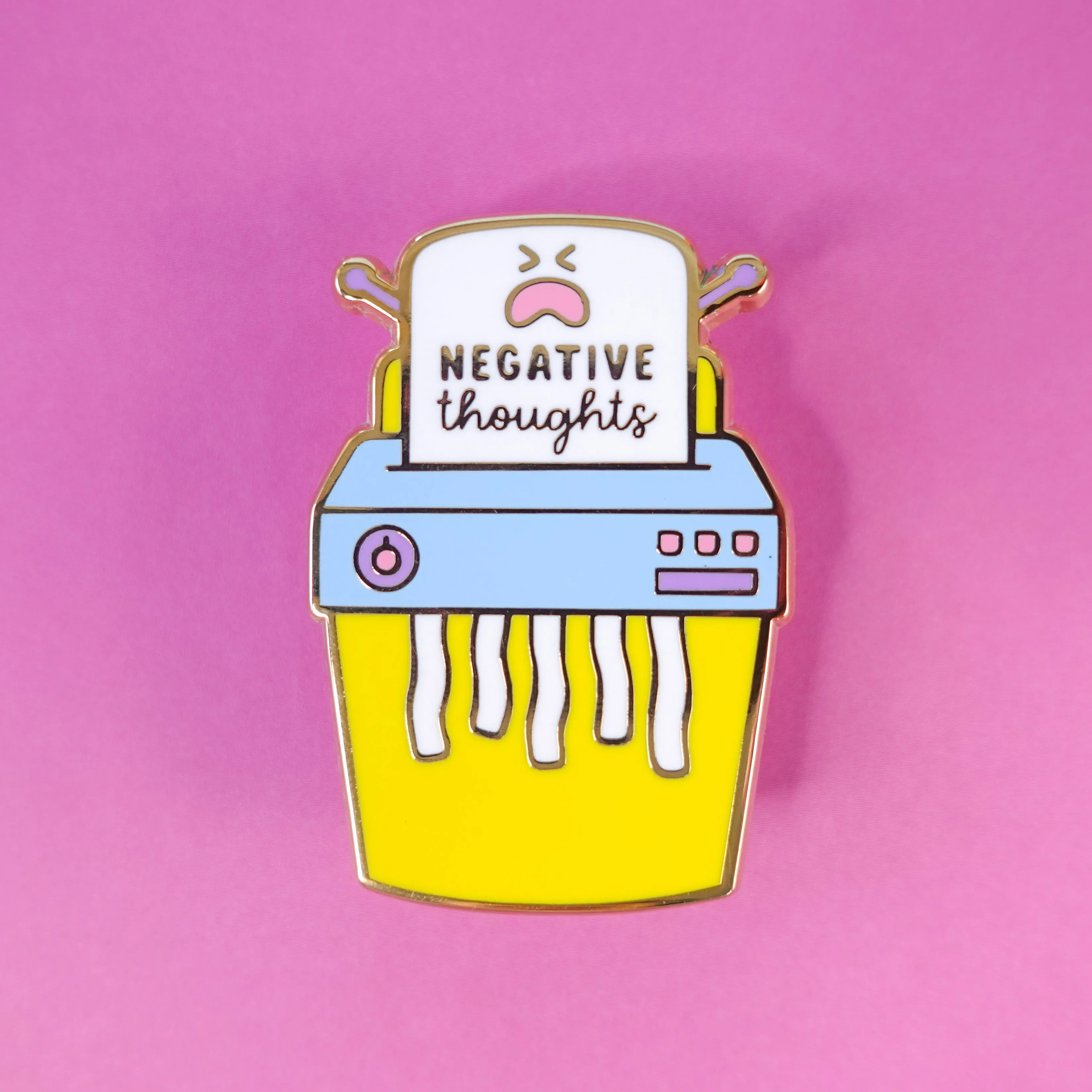 Shred Your Negative Thoughts Gold Enamel Pin