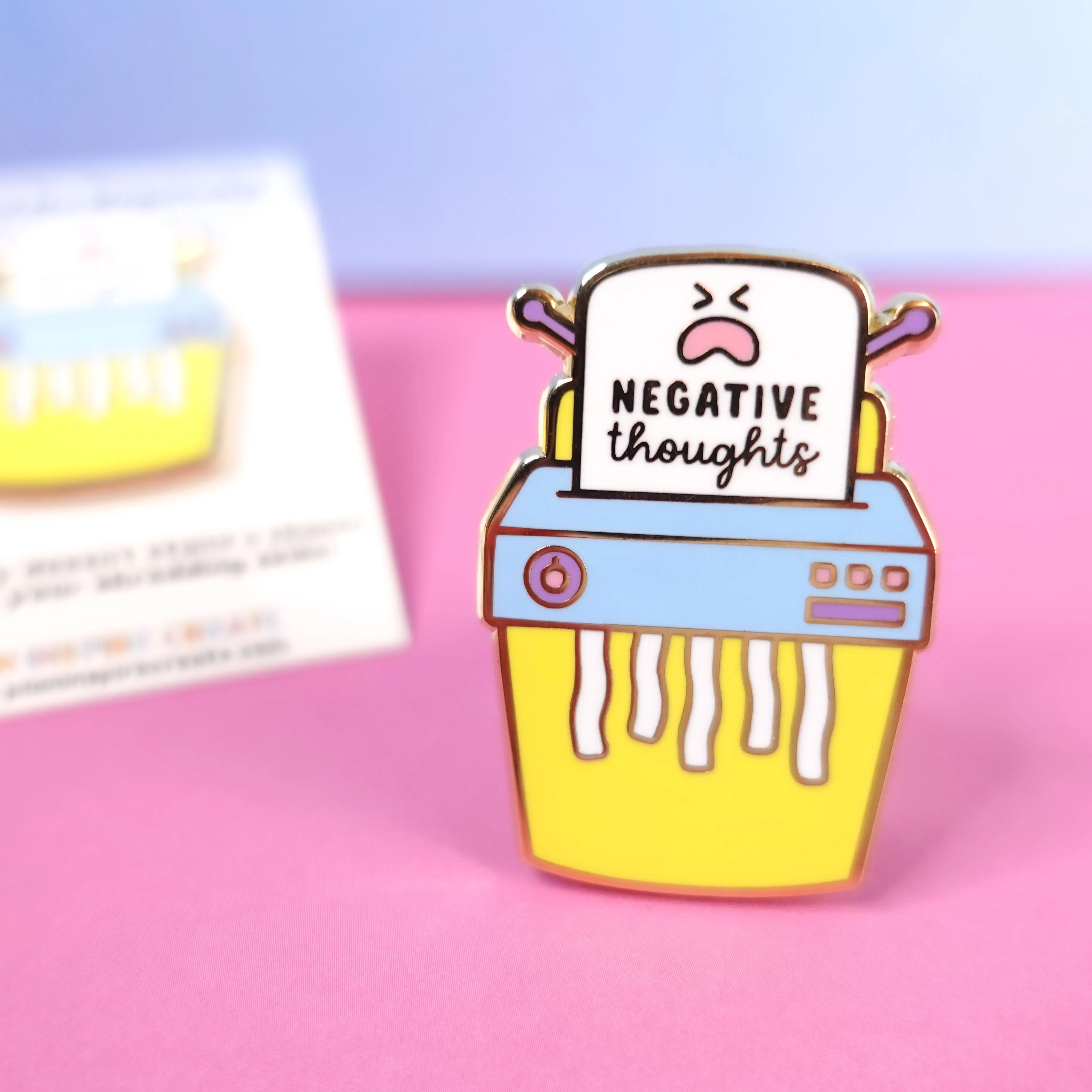 Shred Your Negative Thoughts Gold Enamel Pin