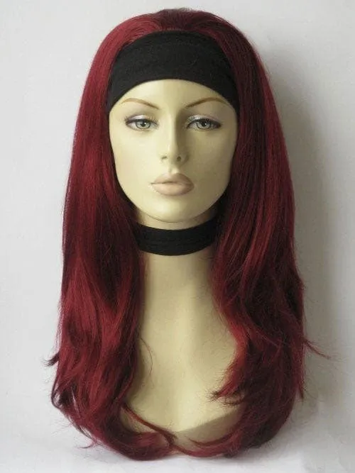 Straight red half wig hairpiece extension (half wig): Franchesca