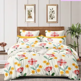 Super Soft Plumeria Design Ac Comforter Set (4 pc Set, king Size)