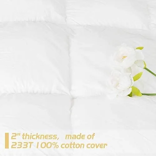 ZENY™ Mattress Topper Queen Size Overfilled Down Alternative Fiber Deep Fits 6'' - 21'', Cotton Top Pillow Top Plush Durable Premium Hotel Quality